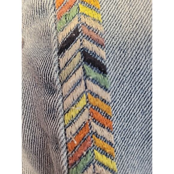 Knox Rose Embroidered Jeans Boho Western Indie Distressed Chevron Stretch Size 8 - Picture 9 of 11